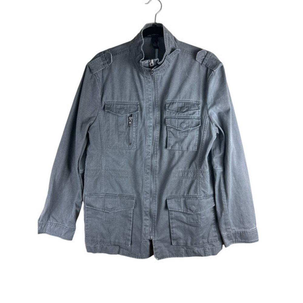INC International Concepts Jacket Womens Medium Utility‎ Biker Zippered